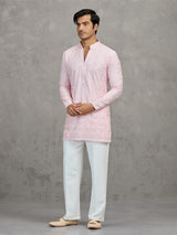Pink georgette embroidered reception wear kurta suit