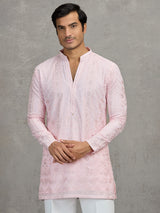 Pink georgette embroidered reception wear kurta suit