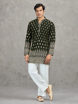 Mehendi green georgette embroidered traditional kurta suit
