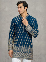 Teal blue georgette designer embroidered kurta suit