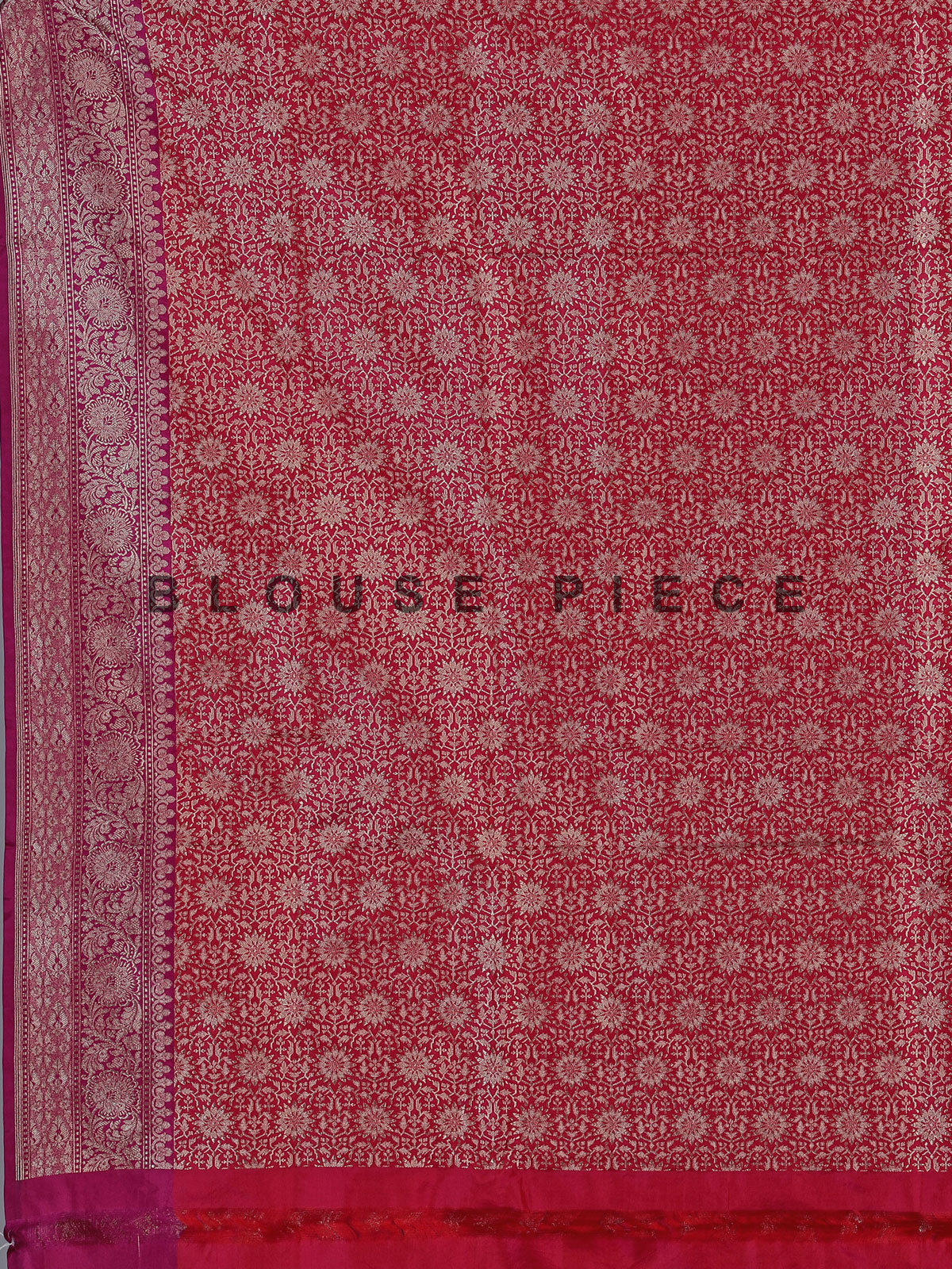 Crimson red banarasi silk saree with classic zari motifs