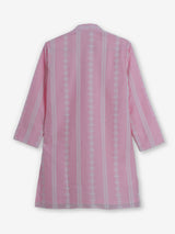 Pink silk embroidered mandarin collar festive kurta suit