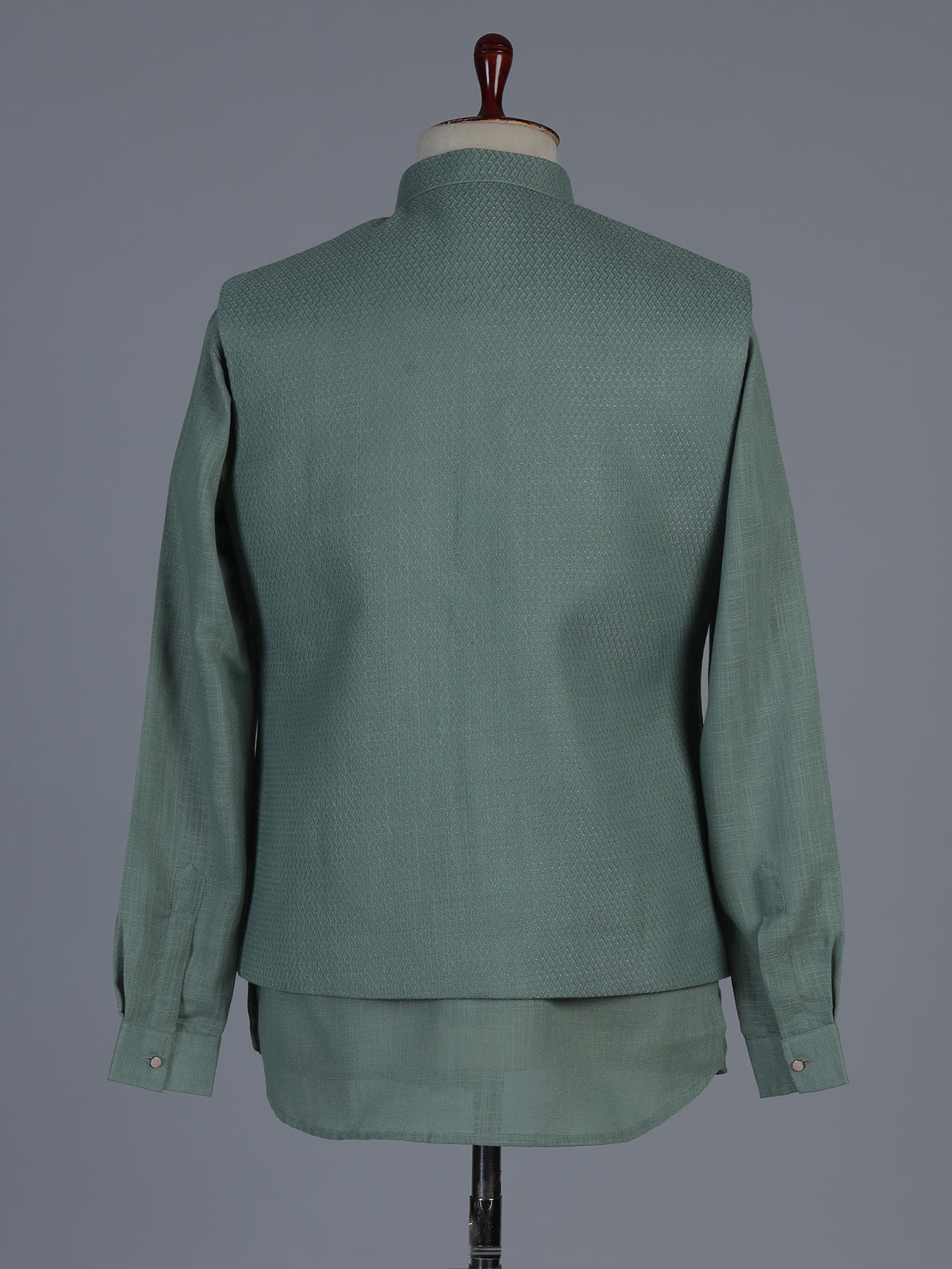 Sage green designer waistcoat set with deer motif