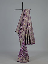 Purple banarasi silk saree with textured zari border