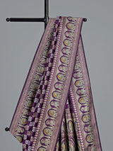 Purple banarasi silk saree with textured zari border