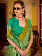 Mehendi olive soft silk zari border occasion saree
