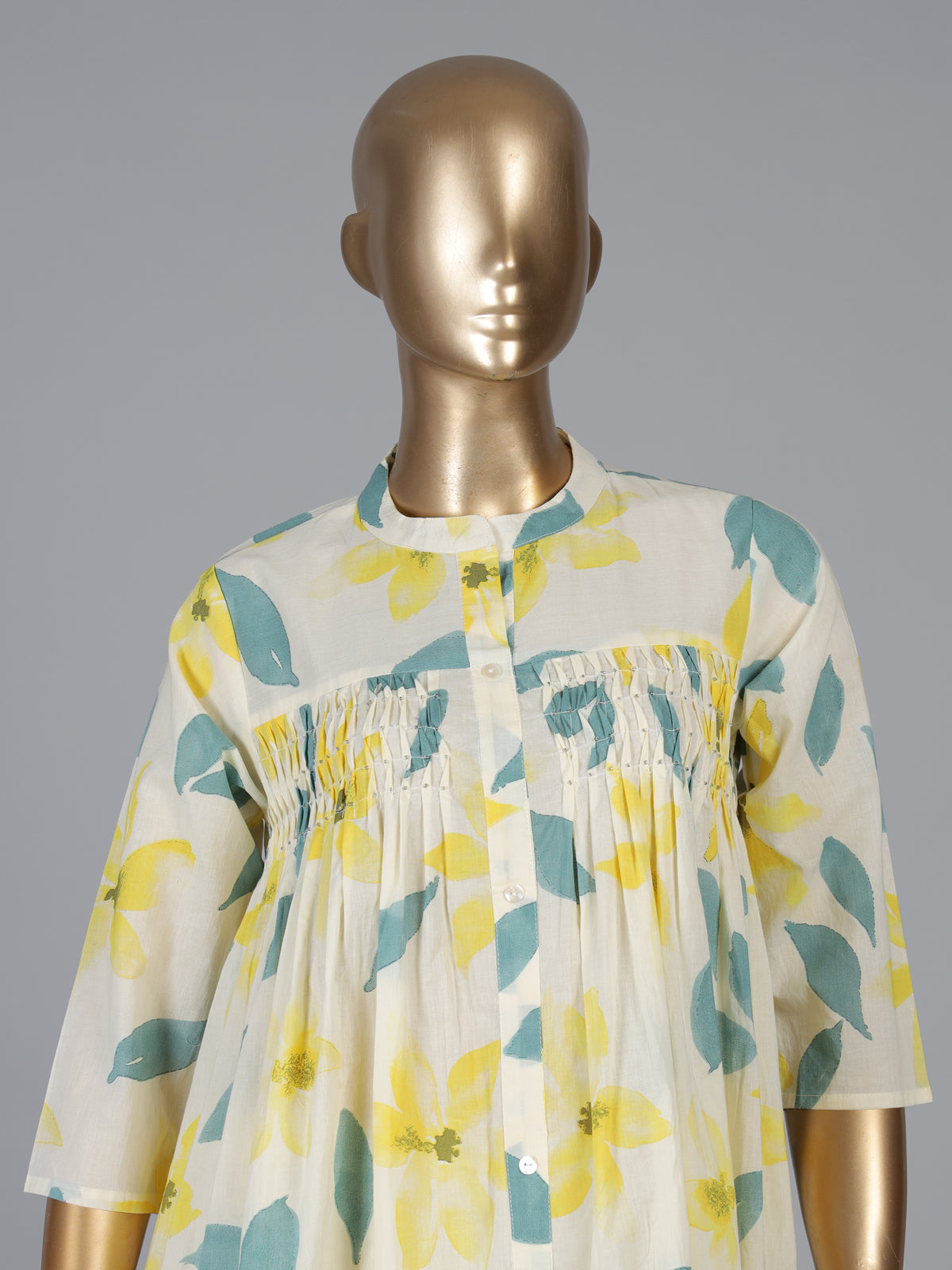 Off white cotton kurti set with floral print