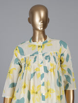 Off white cotton kurti set with floral print