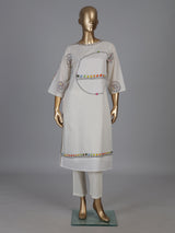 Off white cotton kurti set with sequin detailing