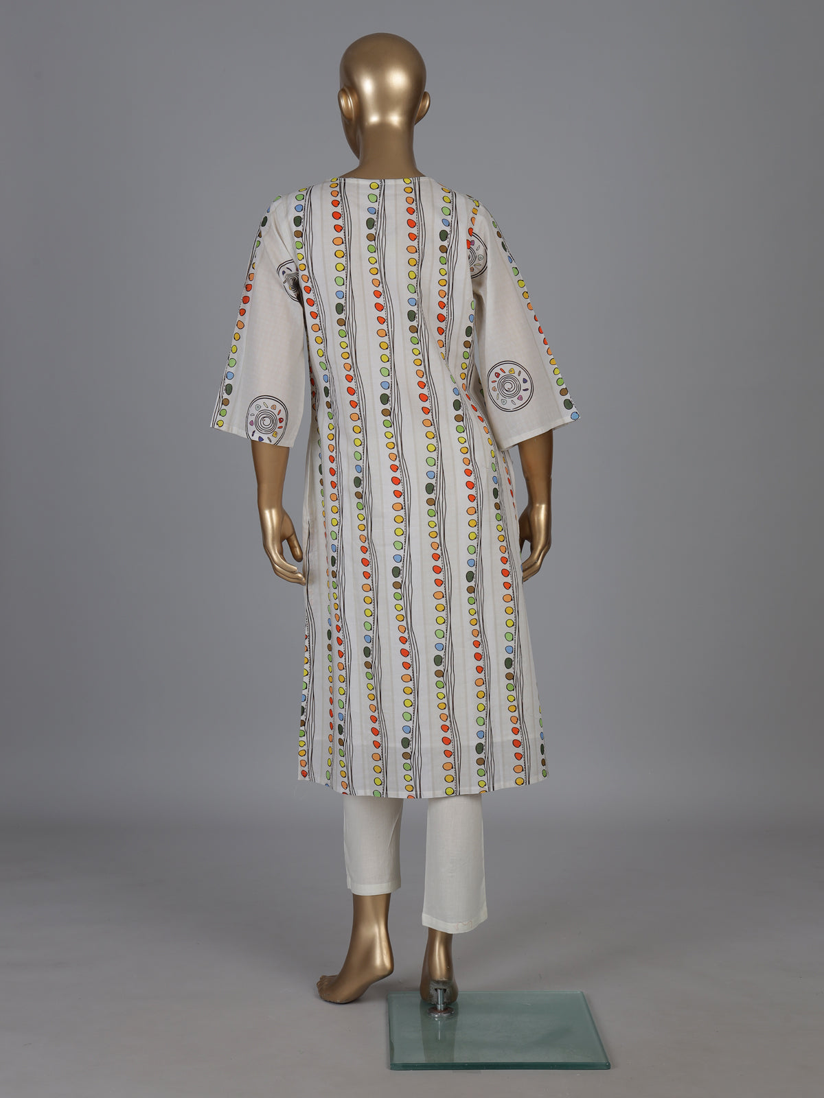 Off white cotton kurti set with sequin detailing