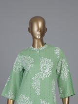 Mint green cotton co ord set with floral cut work