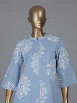 Mint blue cotton co ord set with cut work design