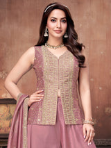 Onion pink silk palazzo auit for women wedding wear