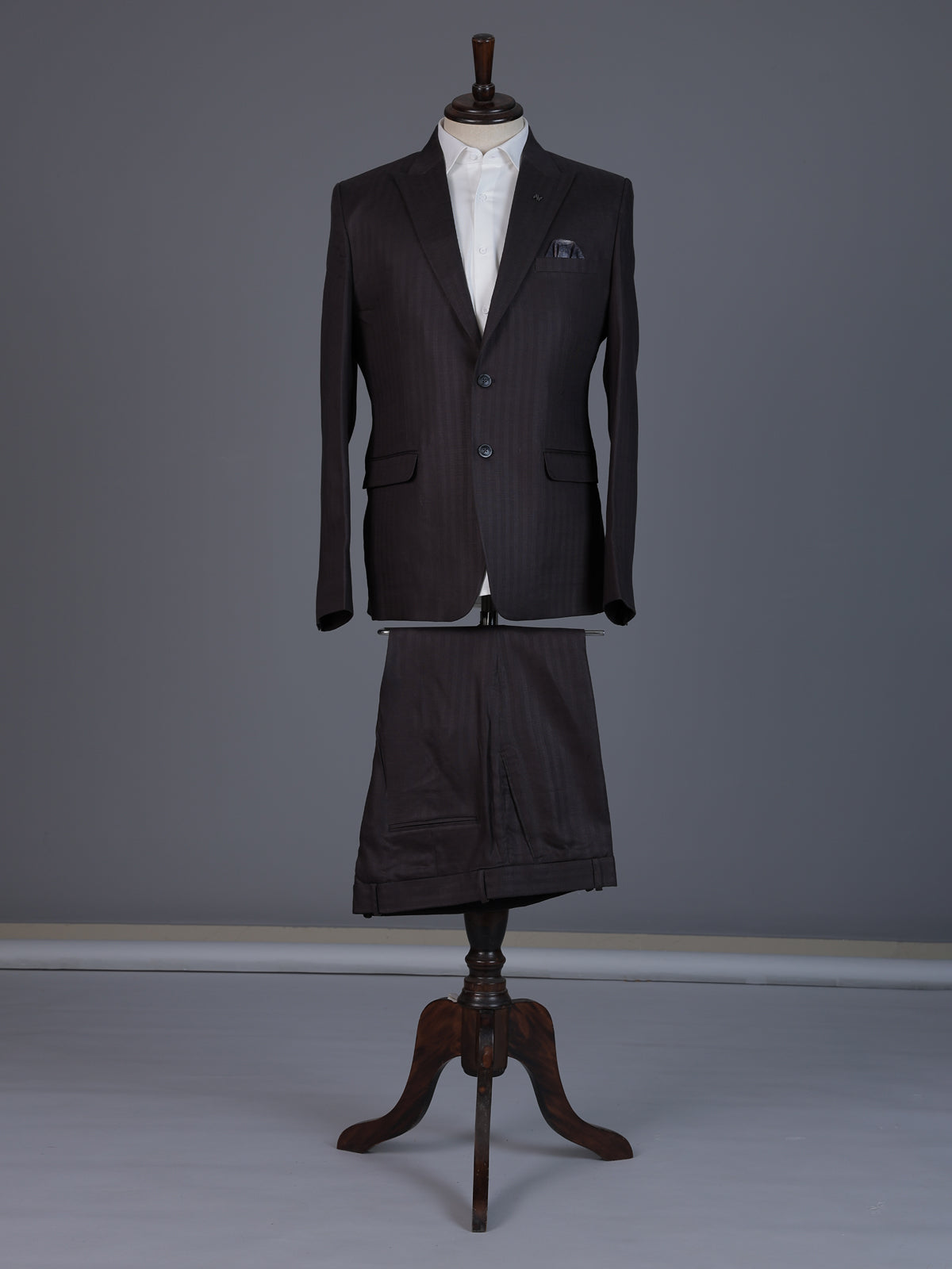Charcoal black slim fit coat suit with notch lapel