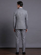Grey designer coat suit with micro pattern notch lapel