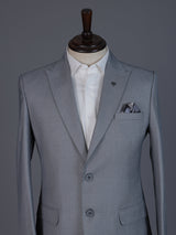 Grey designer coat suit with micro pattern notch lapel