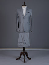 Grey designer coat suit with micro pattern notch lapel