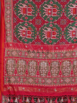 Green art patola silk saree with elephant motif detailing