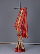 Off white pure hyderabadi patola silk saree with contrast border
