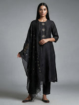 Black silk zardosi work straight festive salwar suit