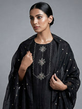 Black silk zardosi work straight festive salwar suit