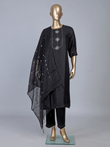 Black silk zardosi work straight festive salwar suit