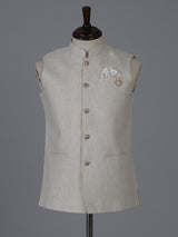 Beige linen waistcoat with brooch detailing