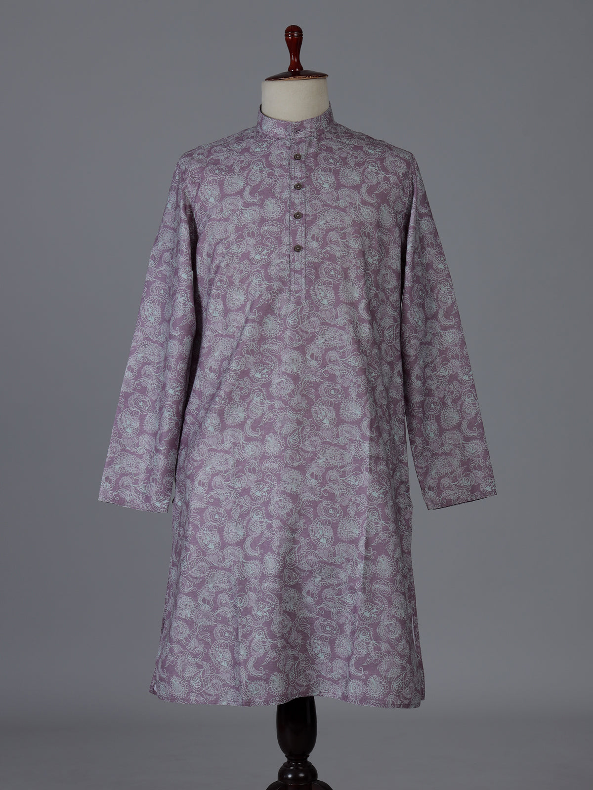 Lavender cotton linen printed kurta suiit