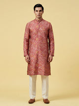 Maroon floral printed silk kurta suiit