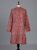 Maroon floral printed silk kurta suiit