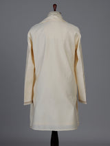 Cream silk kurta suiit with aabla and embroidery work
