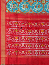 Sky blue patola silk saree with zari border