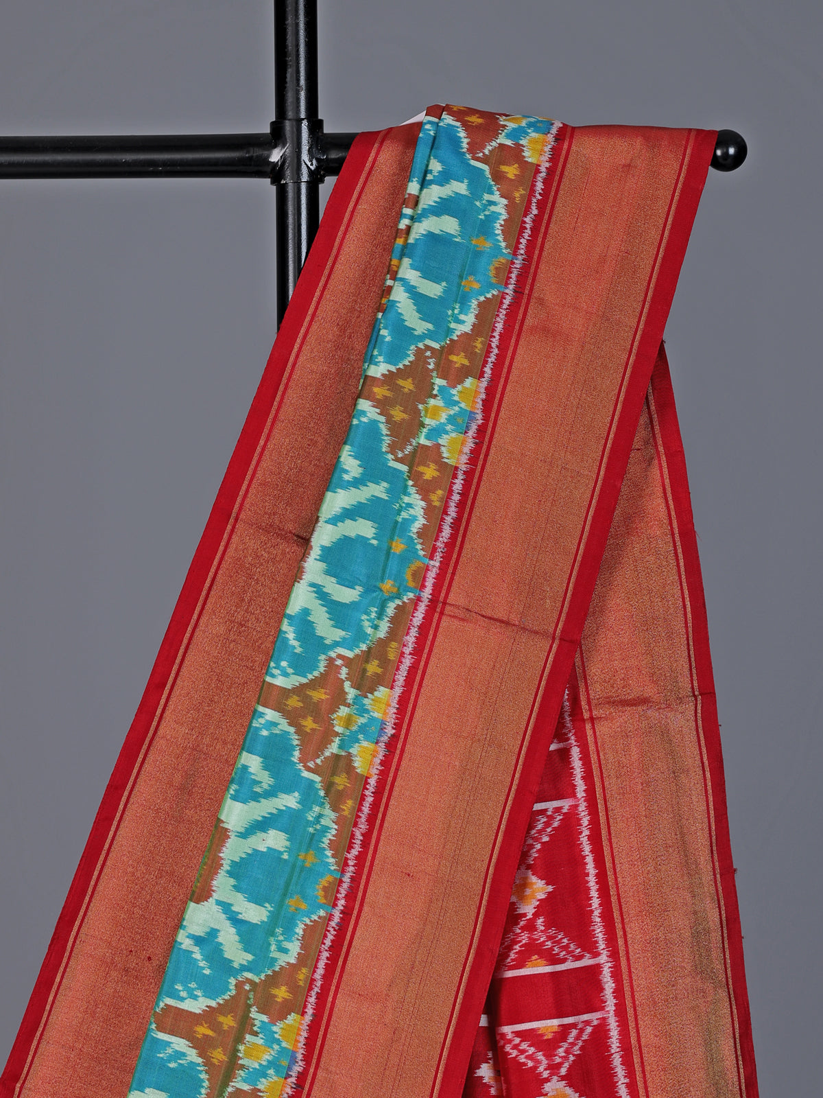Sky blue patola silk saree with zari border