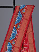 Blue patola silk saree with elephant motif border