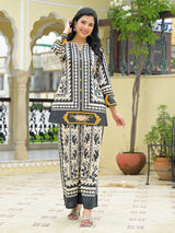 Off White cotton co ord set for women casual wear