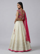 Rani pink and cream silk lehenga choli designer style