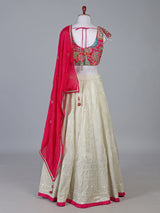 Rani pink and cream silk lehenga choli designer style