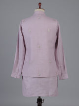 Lilac cotton linen waistcoat set with embroidery