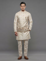 Beige silk waistcoat set with embroidered and sequins