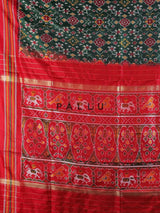 Green pure hyderabadi patola silk saree with elephant bird motif pallu