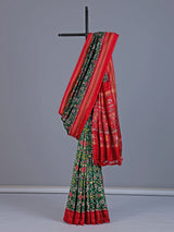 Green pure hyderabadi patola silk saree with elephant bird motif pallu