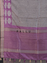 Beige cotton silk saree with patch zari work
