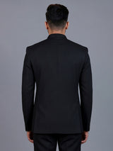 Black terry rayon Jodhpuri blazer for reception wear