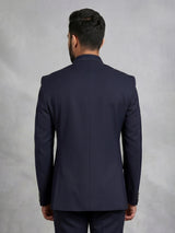 Navy terry rayon Jodhpuri blazer for weddings
