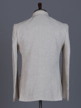 Beige linen silk textured blazer for men