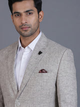 Beige linen silk blazer for formal occasions