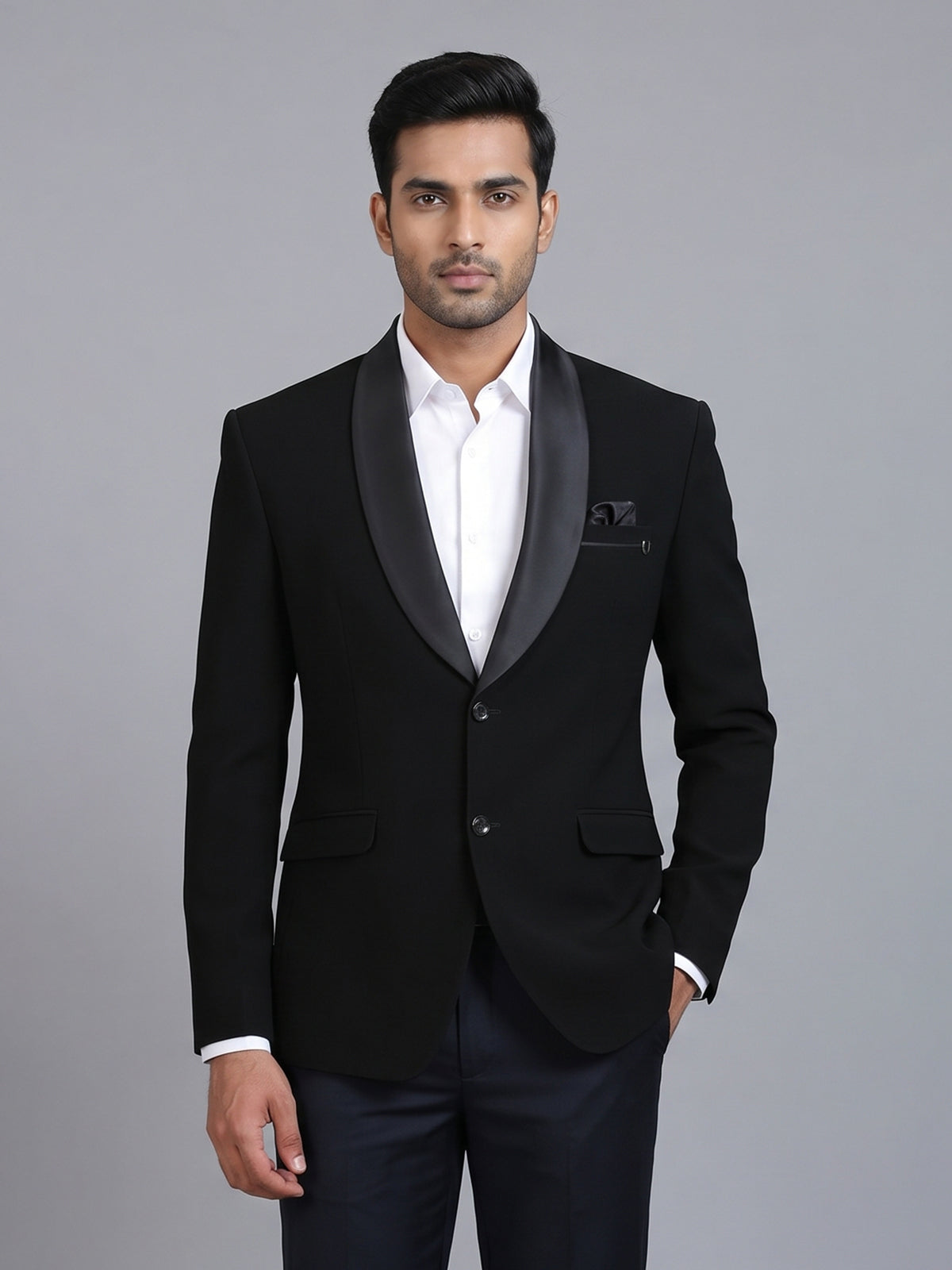 Black terry rayon blazer for formal wear