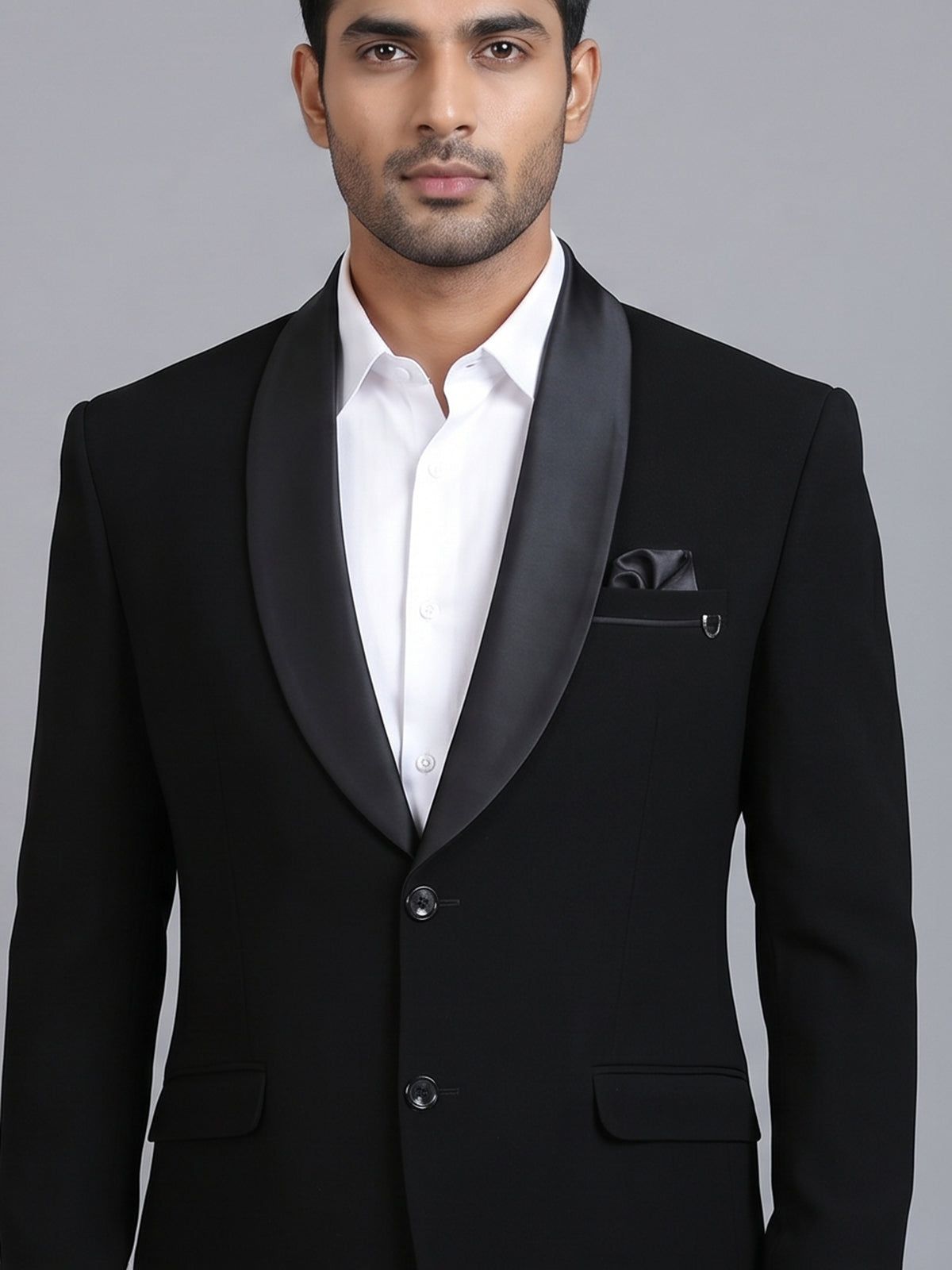 Black terry rayon blazer for formal wear