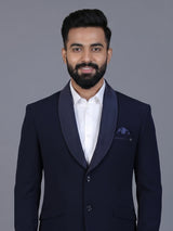 Navy terry rayon blazer for formal occasions