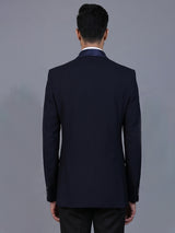 Navy terry rayon blazer for party wear